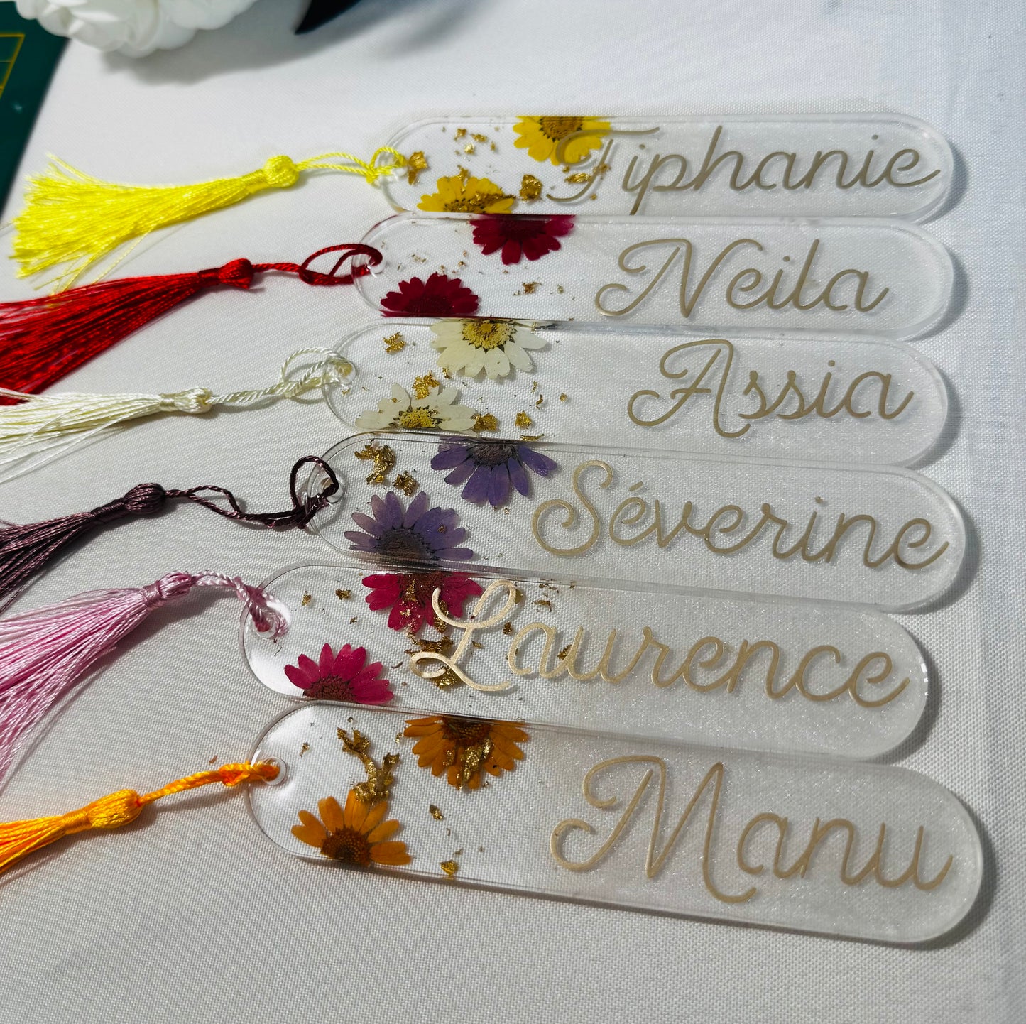 🌸 Marque-Page Fleuri Personnalisé & Boîte Cadeau offerte