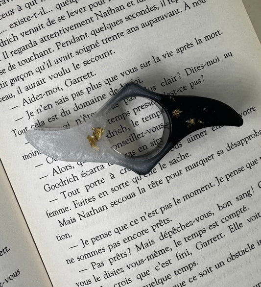Bague de lecture noir, blanc et or