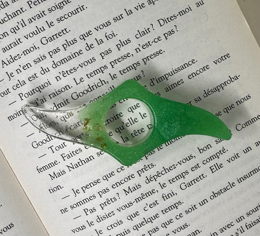 Bague de lecture verte, transparente et Or