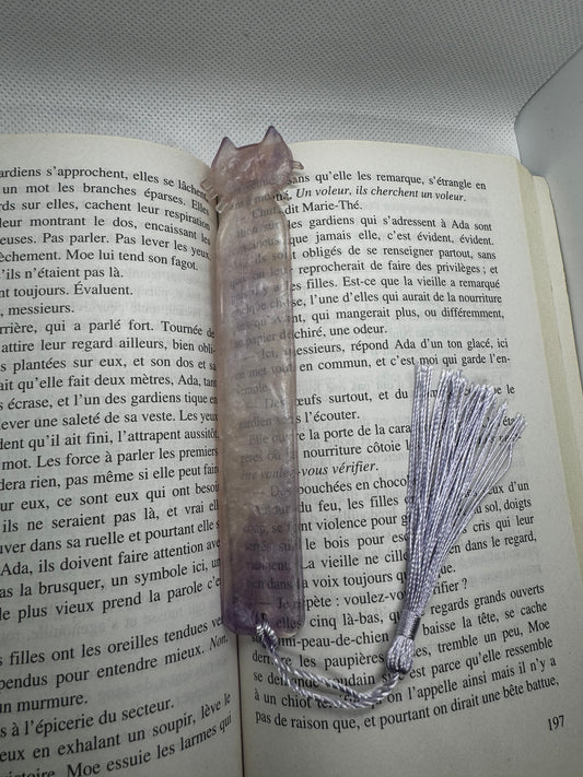 Marque pages violet et blanc - tête de chat