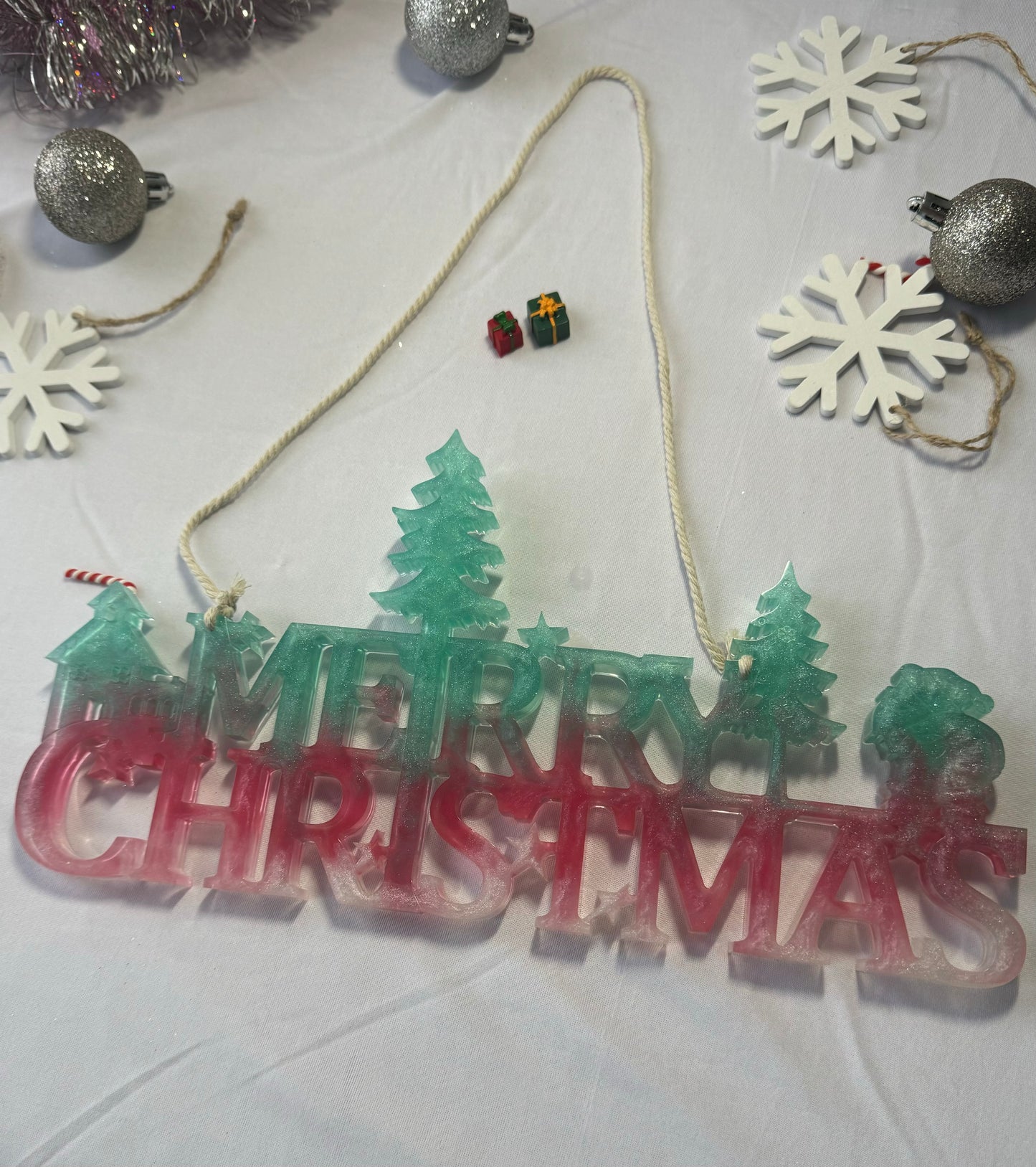 Suspension Murale Noël Dégradé Rouge, Vert et Blanc 🎄