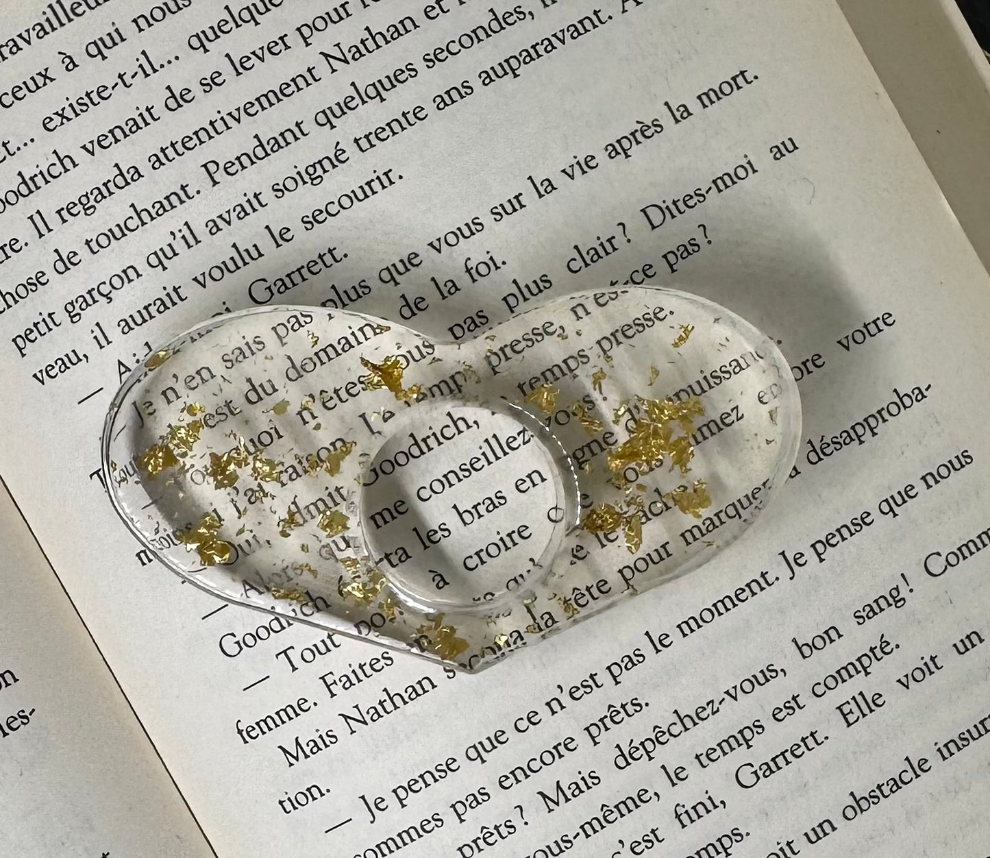 Bague de lecture ❤️ transparente et or. N•2