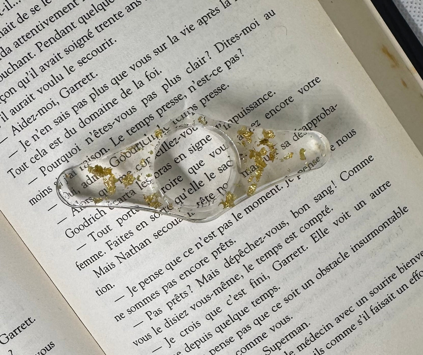 Bague de lecture transparente et or. N•1