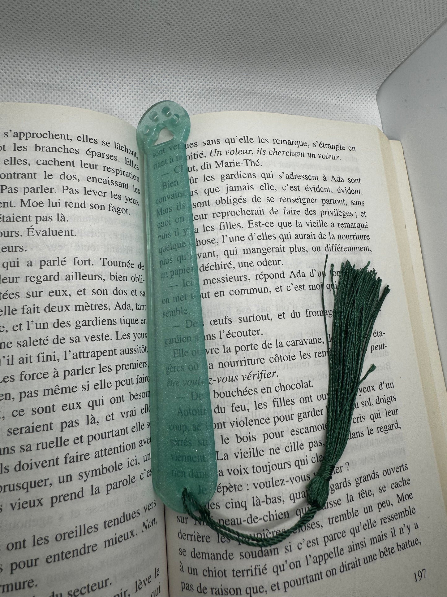 Marque pages vert - patte de chat