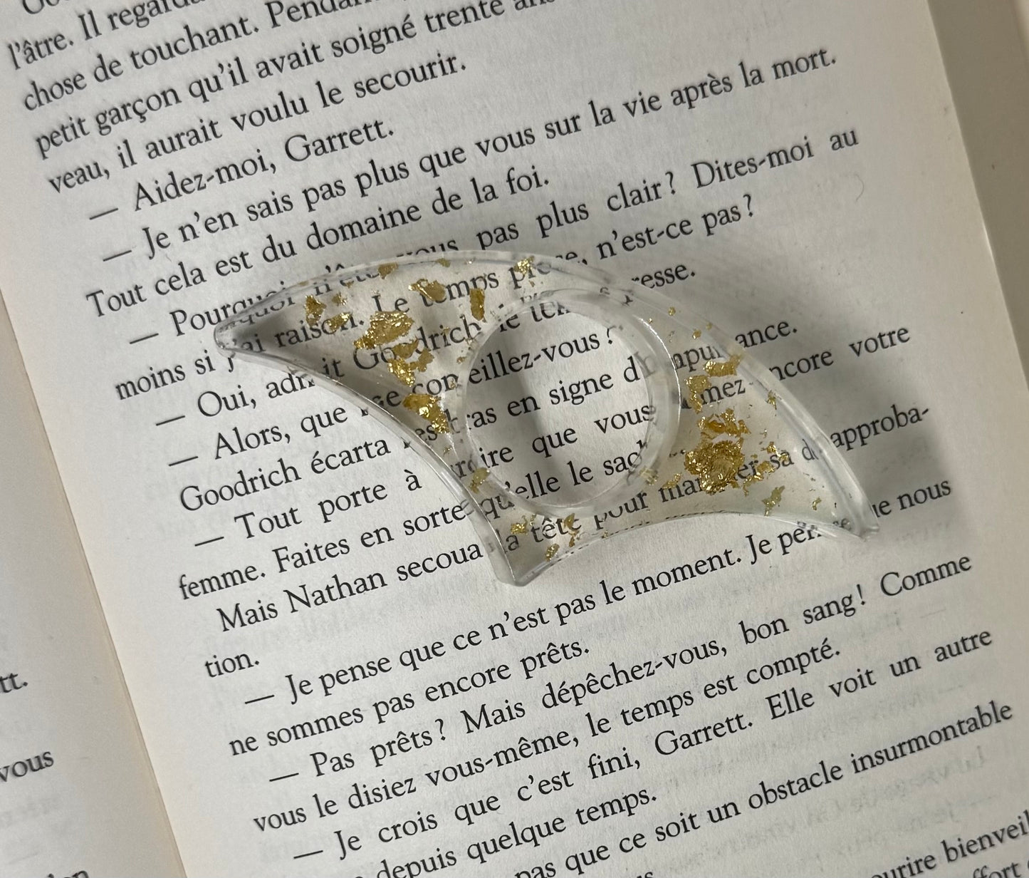 Bague de lecture transparente et or. N•3