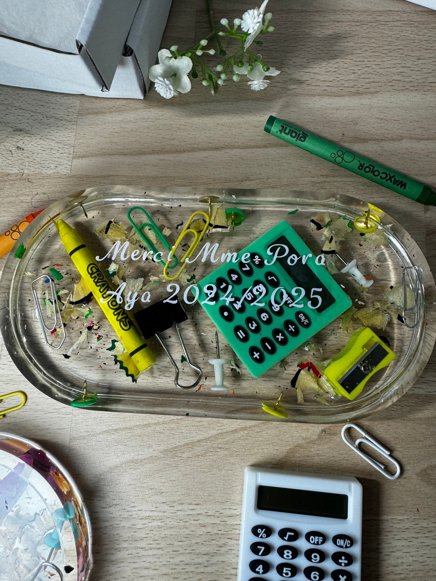 Vide-poche personnalisé – Accessoires d’école en résine