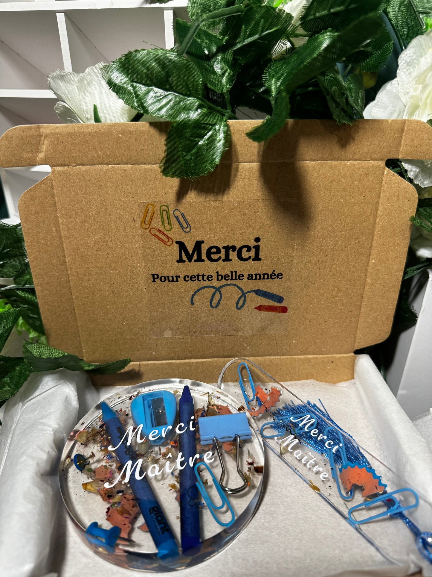 Coffret cadeau Maîtresse personnalisé – Dessous de verre + Marque-page