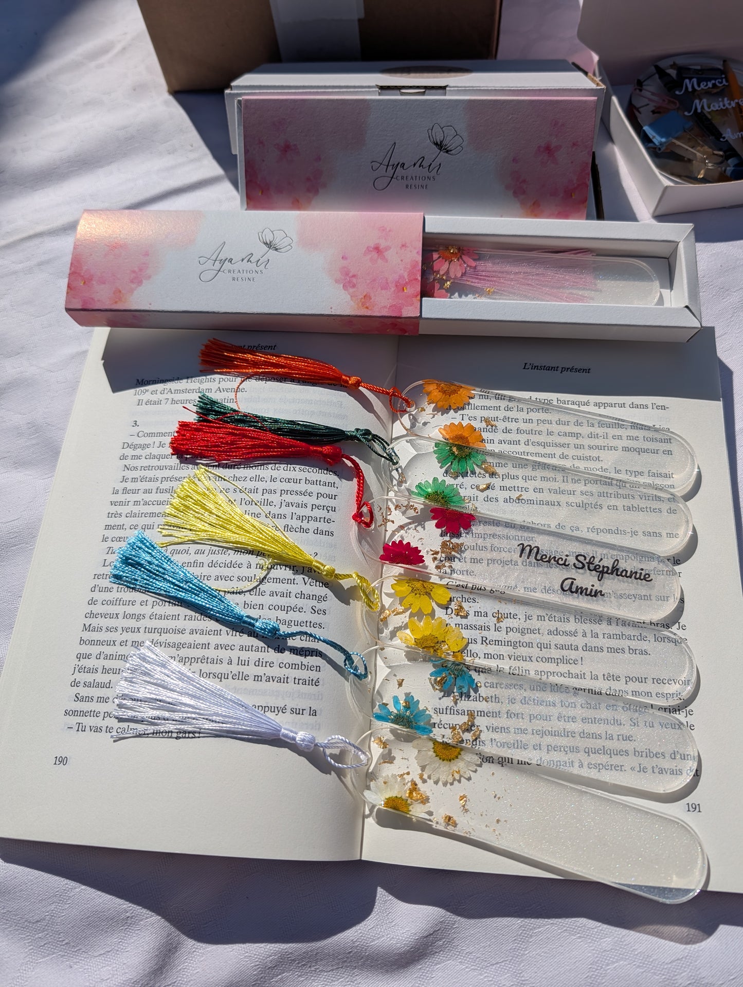 🌸 Marque-Page Fleuri Personnalisé & Boîte Cadeau offerte